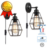 TD® Tomshine AC 220-240V Applique murale Abat-jour E27 Base avec interrupteur Applique murale d'intérieur Abat-jour de style vintage