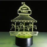 TD® Lampe optique poser décoratif tactile 7 couleurs illusion optique - modèle manège - faible consommation câble USB 3 piles AAA