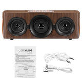 INN® Haut-parleur Bluetooth en bois portable carré danse audio rétro haute puissance de bureau MP3 grain de bois de pêche rouge