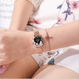 TD® D'Hommes Et Femmes Diamant Dames Ceinture D'Acier Mode Tempérament Paysage romantique Couleur：  Pollen flower