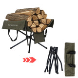 TD® Support de bois de chauffage pour feu de camp support de camping en plein air stockage de bois de chauffage sac de toile portabl