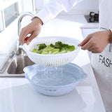 TD® Passoire plastique Double usage panier de lavage bleu multifonctionnel tamis cuisine égoutter eau propre sec fruits et légumes