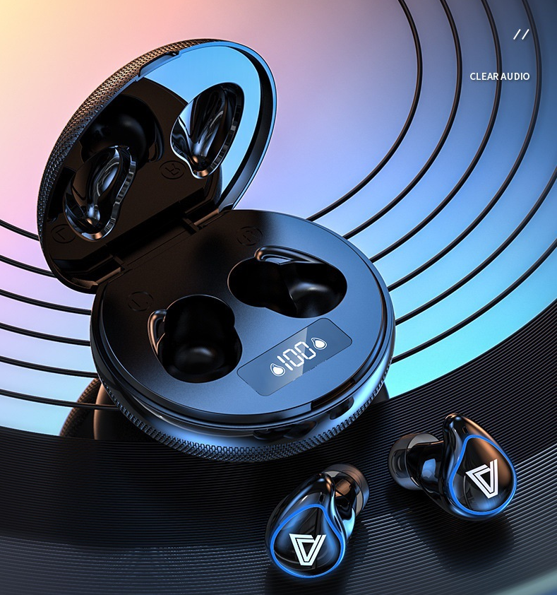 INN® Ecouteurs TWS Bluetooth sans fil Oreillettes true wireless pour sport HD - noir et bleu