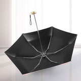 TD® Parapluie protection extérieur en plastique noir pliant ultra-léger UV plat quintuple, protection UV, portable pluvieux soleil