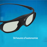 TD® Paire de lunettes Cinéma Rechargeable/Projecteur lunettes 3D à obturateur actif DLP/Solide et Durable/Distance 15 m/50h Autonomi