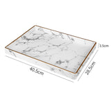 TD® Plateau de rangement Ameublement marbré bord or plateau  fruits Hôtel restaurant pratique lumière luxe plateau rectangulaire pla