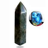 TD® Pointe en labradorite Pierre précieuse de protection, apaisante, énergie positive, relaxation Décoration aura chakra 16 x 4 cm