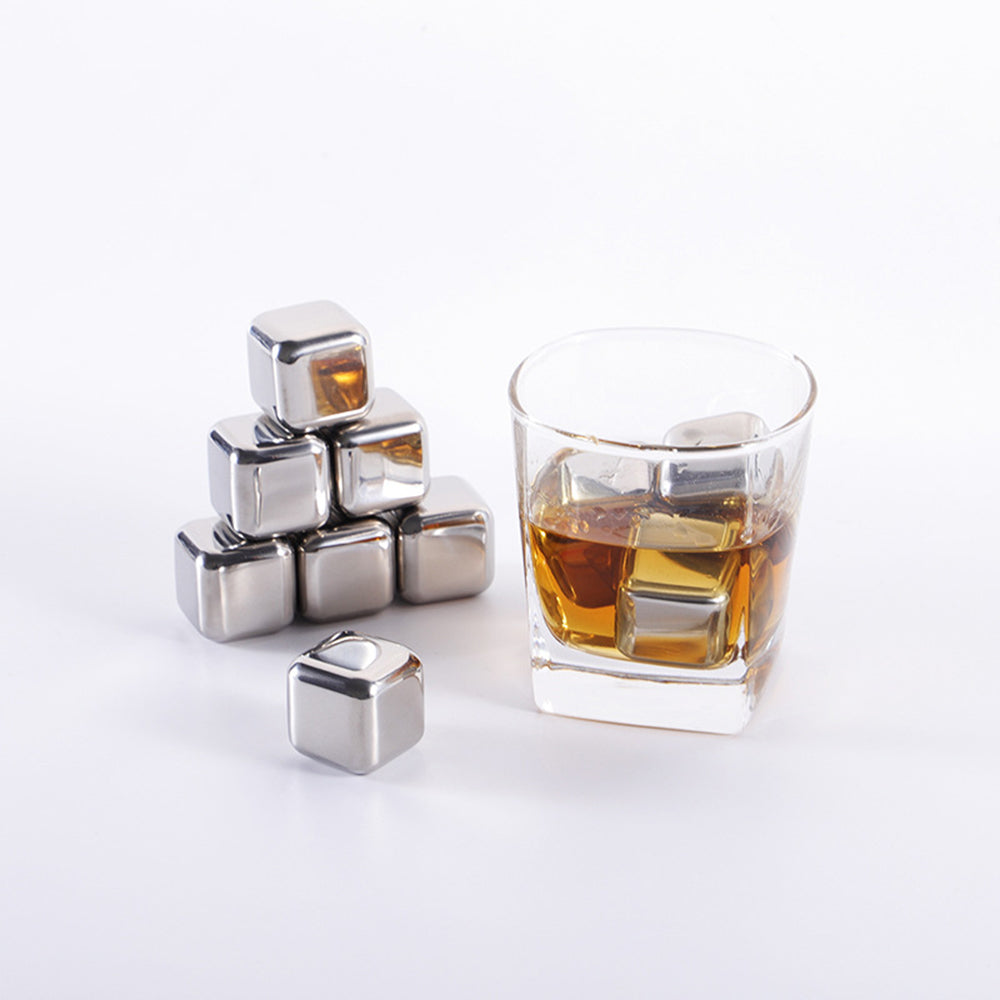 TD® Lot 8 cube glaçon acier inoxydable réutilisable Ice cube à glace refroidissement congélateur Whisky Vodka bière vin blanc cockta