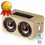 TD® Haut-parleur Bluetooth à la maison en bois audio extérieur d'ordinateur sans fil créatif