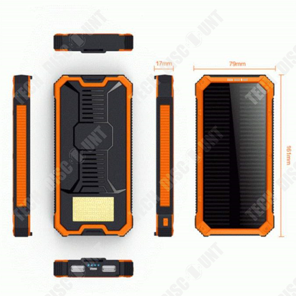 TD® Batterie externe 12000 mAh chargeur solaire téléphone