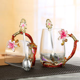 Papillon fleur tasse à thé fleur tasse à thé tasse en verre entreprise créative tasse à eau cadeau verre transparent chope à