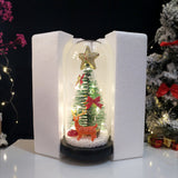 TD® Abat-jour en verre de Noël ornements décoratifs créatifs mini arbre de Noël lumières LED ornements d'abat-jour en verre lumineux