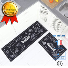 2 Pièces Tapis De Cuisine Antidérapant Absorbant - Devant Évier 40x60 + 40x120cm Arbre De Bonheur Noir