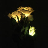 TD® Lampe Solaire Jardin 3 LED forme de fleur de Rose/Pieu à planter dans le jardin/Lumière D'extérieur à Economie d’énergie Blanc
