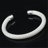 Bracelet en argent pour femme à la mode plaqué argent jonc tube net Bracelet femme bijoux créatifs vacances, cadeau d'anniver