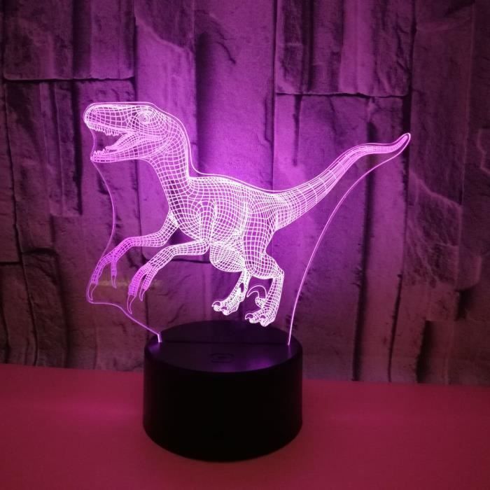 TD® Nouveauté Atmosphère Lampe Dinosaure 3d Lumière de Nuit Cadeau 7 Coloré 3d Led Lampe Chambre lampe pour enfants Cadeaux