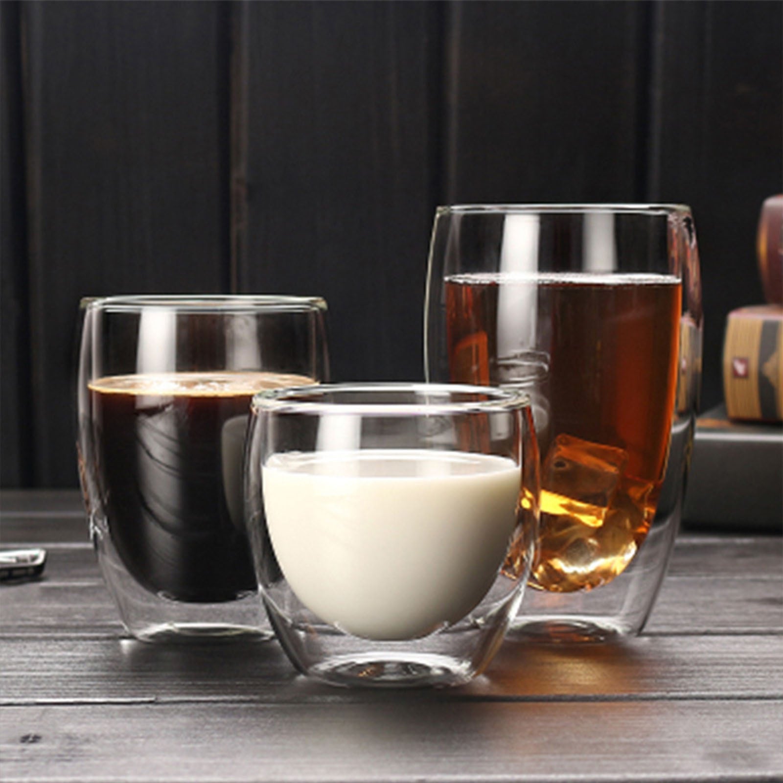 TD® Lot de 8 verres à café (4x80ml + 4x250ML), Verre double paroi, tasse utilisable Cappuccino, café, eau, thé, boisson, vaisselle