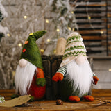 TD® Poupée elfe de Noël vieil homme sans visage Décoration de style vert européen et américain Ornements de Noël 2 packs