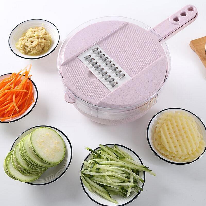 Multifonction  set  de   coupe-légumes manuel  appareil  à couper légumes ustensil de cuisine-Rose