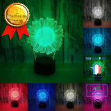 TD® Lampe optique poser décoratif tactile 7 couleurs illusion optique - modèle tournesol - faible consommation câble USB 3 piles AAA