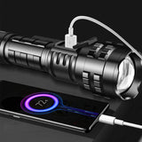 TD® Lampe de poche LED affichage de puissance charge forte lumière patrouille de pêche de nuit projecteur étanche