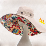 TD® Chapeau de plage à bord surdimensionné chapeau de soleil dames pare-soleil double couche protection UV chapeau d'extérieur pliab