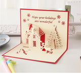 Carte de Noël en trois dimensions, creux 3D créatif, château de Noël personnalisé fait à la main, carte de bénédiction