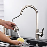 TD® 304 robinet coulissant en acier inoxydable dessin cuisine robinet d'eau chaude et froide peut faire pivoter le robinet d'évier