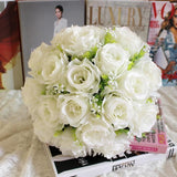 TD® bouquet artificielles 18 roses décoration intérieur extérieur mariage vitrine boutique roses blanches fête ambiance fleurs réali
