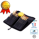 Ensemble de pinceaux 17 pièces de pinceau d'art en nylon en bois Ensemble de pinceaux aquarelle pour peinture à l'huile acryl