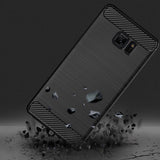 TD® Coque de téléphone en silicone en fibre de carbone pour Samsung Galaxy Note9 Protection brossée Texture en métal nu