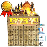 Boîte de rangement artisanat en bois Noël neige scène arbre âgé calendrier armoire compte à rebours ornements  LED lumières c