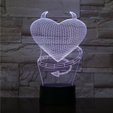 TD® Décoratif USB Coeur 7 Couleurs Télécommande Illusion Optique Veilleuse 3D Visualisation Tableau Bureau Lampes 3D Glow LED