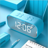 TD® Enceinte bluetooth acve LED Horloge Digitale Réveil Miroir Haut Parleur Bluetooth sans fil  Support TF USB lecteur Musique Bleu