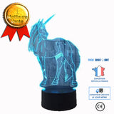 TD® Lampe optique poser décoratif tactile 7 couleurs illusion optique - modèle licorne - faible consommation câble USB ou 3 piles AA
