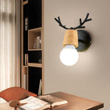 Lot de 2 Applique Murale Moderne Cr&eacute;ative Design Deer Antler Lampes Murale Interieur en Bois et M&eacute;tal Lampe de