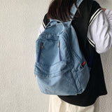 TD® Sac à dos cartable bleu junior lycée campus sac d'école compartiment zipper voyage en plein air ordinateur scolaire fourtnitures
