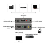 TD® Convertisseur HDMI 4K vers 1080P Régulateur de résolution haute à basse avec séparation audio Plug and Play largement compatible