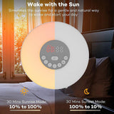 TD® Réveil Lumière, Lampe Réveil Veilleuse Lumière RGB LED Câble USB Tactile Contrôle Multi-Mode Sunrise/Sunset/Snooze/Radio FM