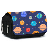 TD® Star Astronaut Polyester Flip Pen Bag Spaceship Grande Capacité Double Couche Papeterie Boîte Crayon Sac Capacité