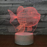 TD® Lampe optique poser décoratif tactile 7 couleurs illusion optique - modèle poisson - faible consommation câble USB ou 3 piles AA