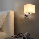 TD® NEUFU Applique Murale LED Retro En Tissu + Métal Blanc Flaxen 17x17x13 (cm) Veilleuse Lumières de Couloir E27