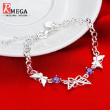 TD® Bracelet Femme Argent Chaîne Couleur Or Blanc Plaqué Argent 925 Bracelet de Charms Zirconium Rond Bijoux Cadeau Idéal Breloques
