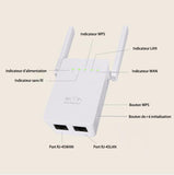 TD® Répéteur réseau 300M répéteur sans fil amplificateur de signal WiFi à double antenne